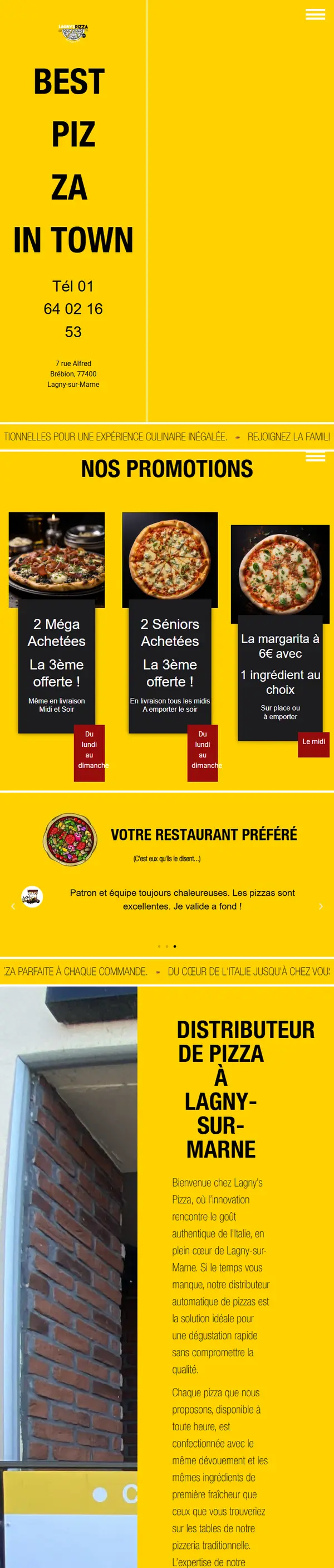 Site internet de Lagny’s Pizza